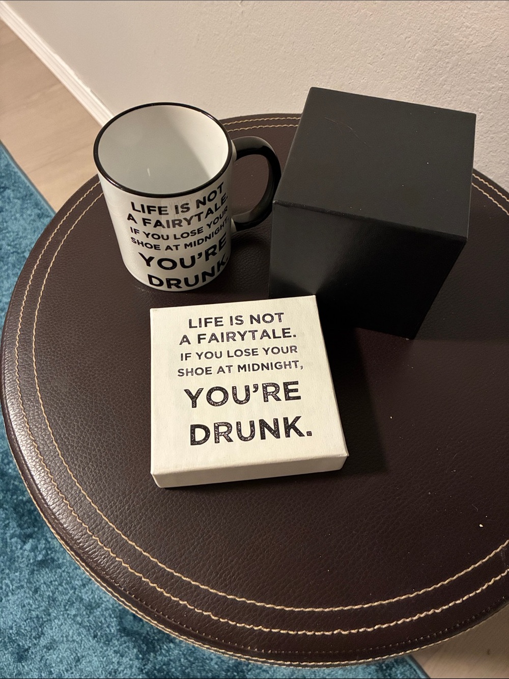 Novelty Quote Coffee Mug and Trinket Box Set - Black and White